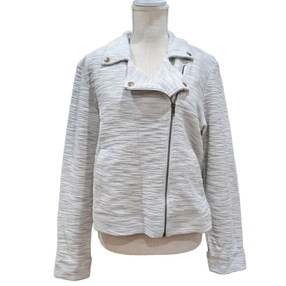 NWT Abbeline Grey Zip Up Textured Knit Jacket Size L - Picture 1 of 9